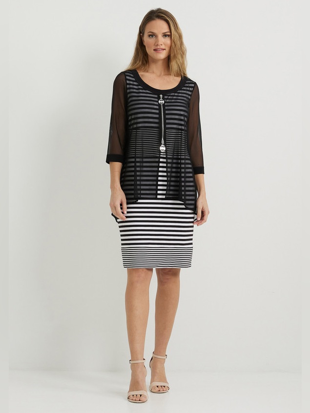 Joseph Ribkoff Sheer & Striped Dress Style 222254